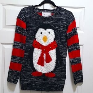 Penguin Holiday‎ Jingle Bells Striped crewneck sweater sz small 🐧